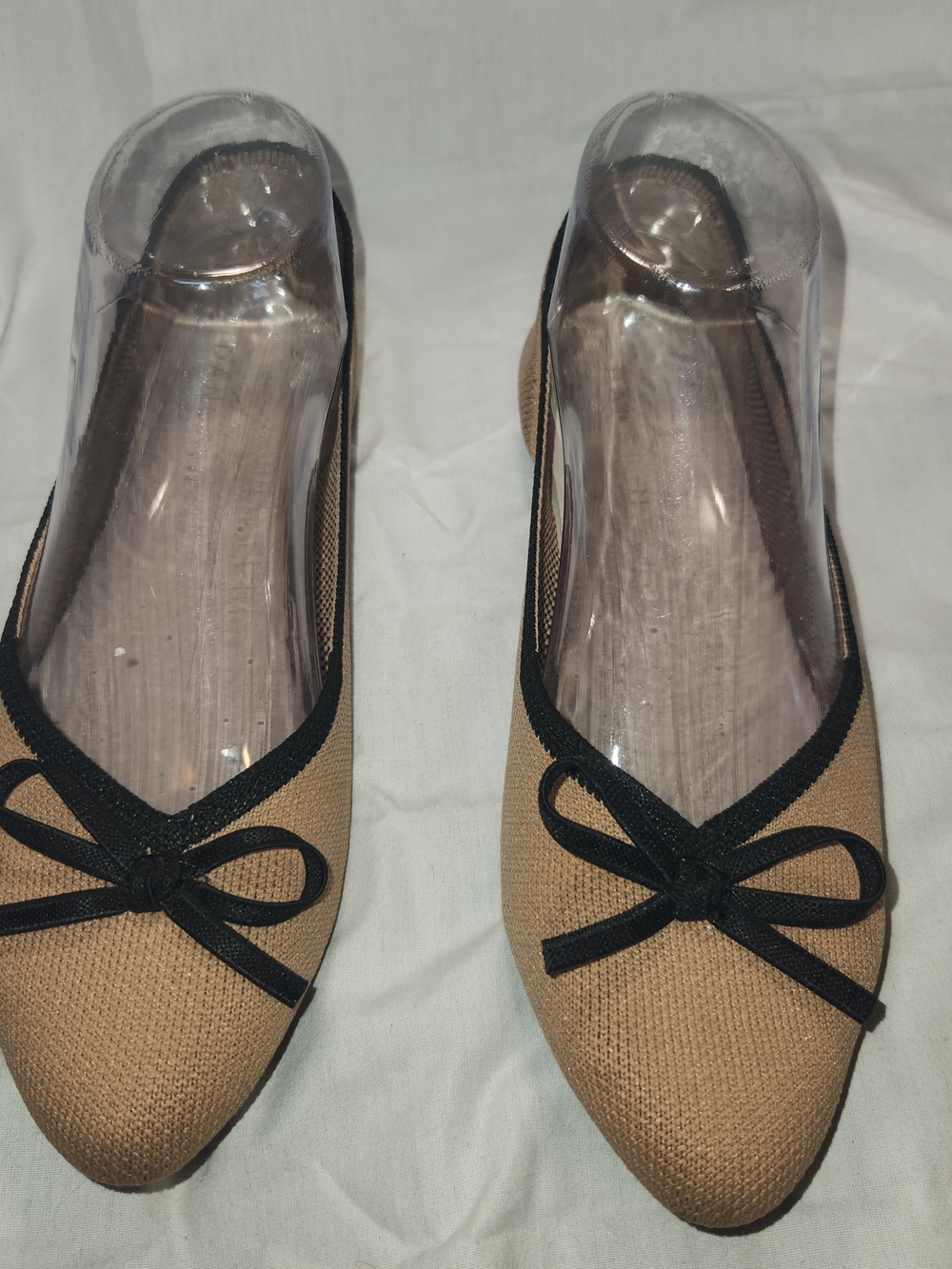 Danskin Tan Ballet Flats with Black Trim and Bow 6